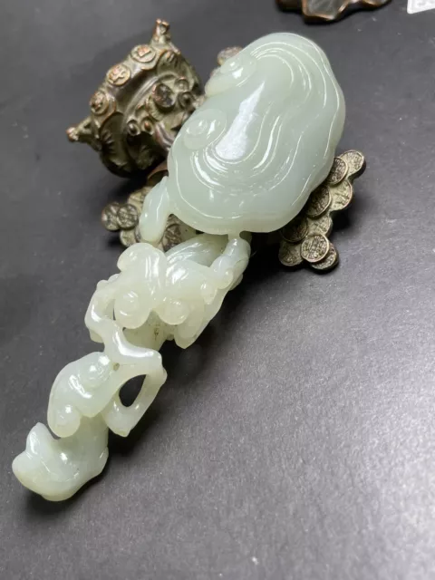 Chinese Exquisite Handmade Ruyi carving Hetian Jade Statue