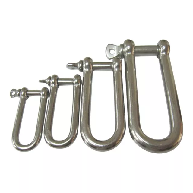 Long D Shackle, 316 Stainless Steel, Sailing Marine Grade Shackle, Sail Attach