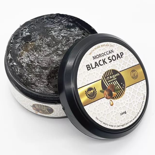 Genuine Moroccan Black Soap With Pure Argan Oil Best Exfoliating For Face & Body