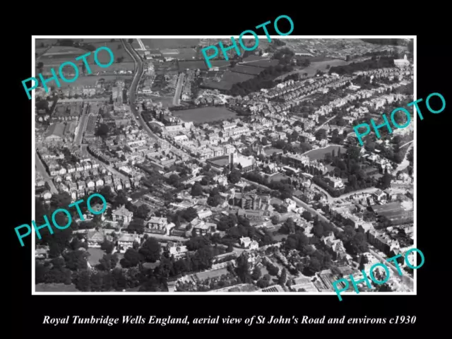 OLD LARGE HISTORIC PHOTO OF ROYAL TUNBRIDGE WELLS ENGLAND ST JOHNS RD c1930