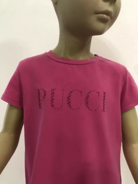 EMILIO PUCCI Maglia t-shirt bambina fucsia con logo Tg 8 Anni 2