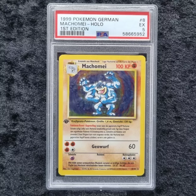Pokemon Karten Machomei 1st Edition PSA 5 Holo Karte Base Set Sammelkarten