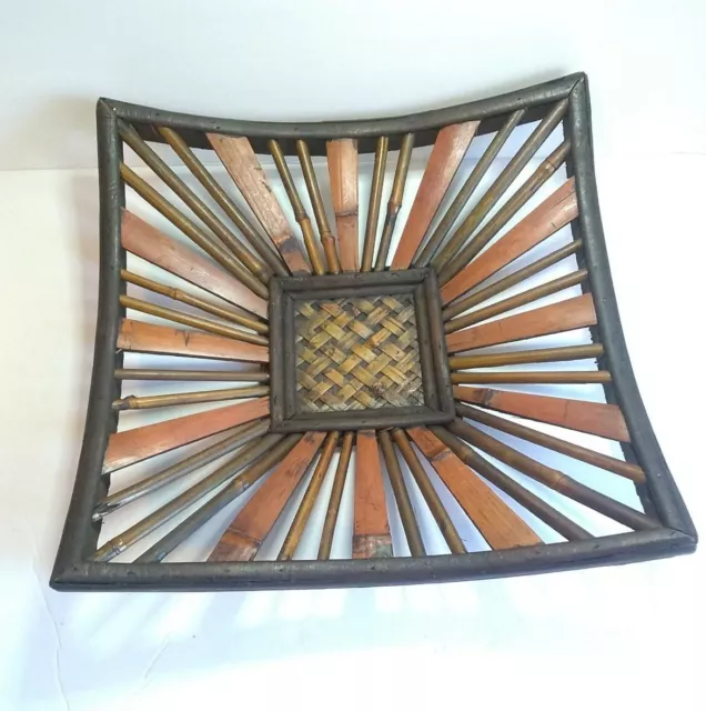 Decorative  Square Bamboo  Bowl 12" Home Decor