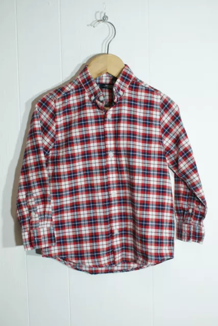 Next Boys Long Sleeve Button Down Check Shirt -Red- Age 4 Years (Na112)