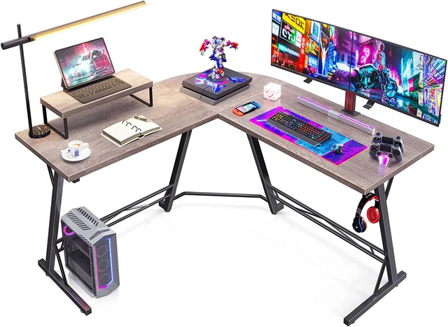 Gaming Desk L Shaped Computer Desk, Corner Desk for Home Office with Monitor Sta