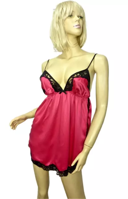 NWT $58 In Bloom by Jonquil 2pc Lingerie Set S/M/L Hot Pink Sexy Nighty & Thong