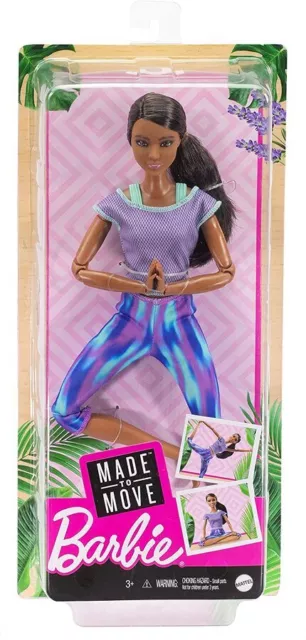 BARBIE MADE TO Move Doll DARK SKIN Brunette Yoga Fitness Posable  Athleisure-wear $49.99 - PicClick AU