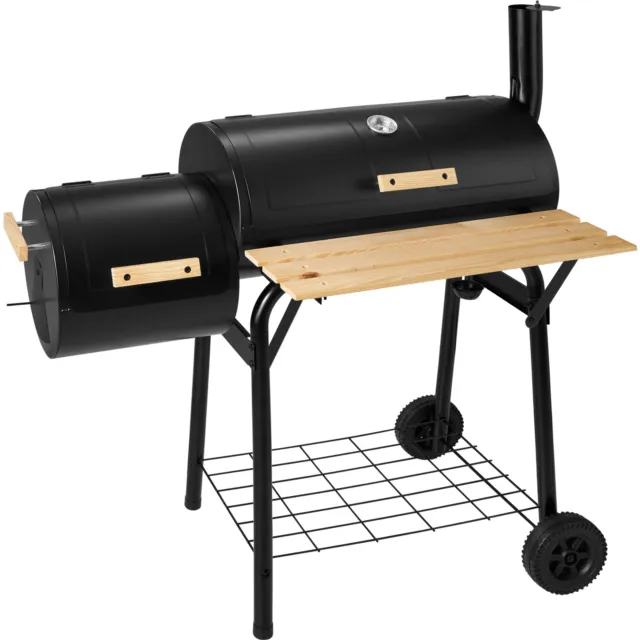 BBQ Holzkohlegrill Barbecue Smoker Grill Grillwagen Standgrill mit Thermometer