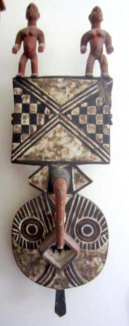 Large African Bwa Burkina Faso Owl Tribal Dance Mask 30" H Carved Wood