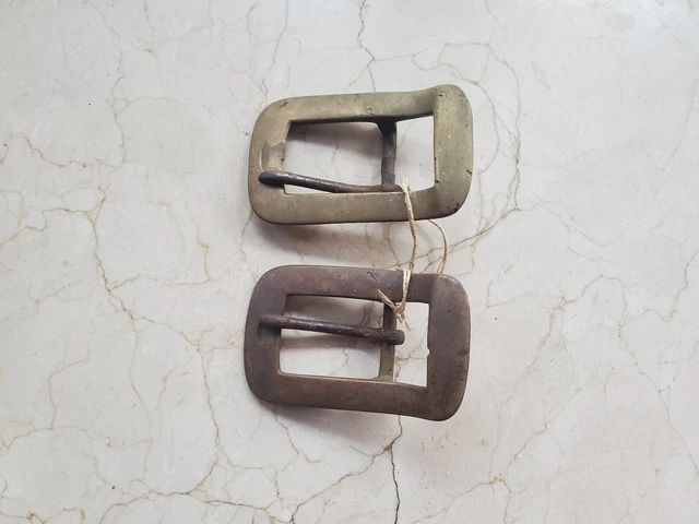 Antique Brass Cavalry Coat Horse Strap Buckle Pair