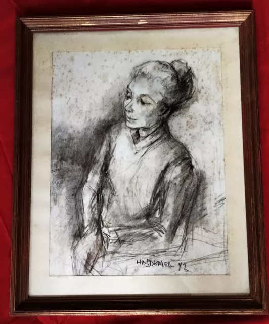 Beau dessin  par Alexis Hinsberger 1907-1996  peintre coté "  portrait de femme