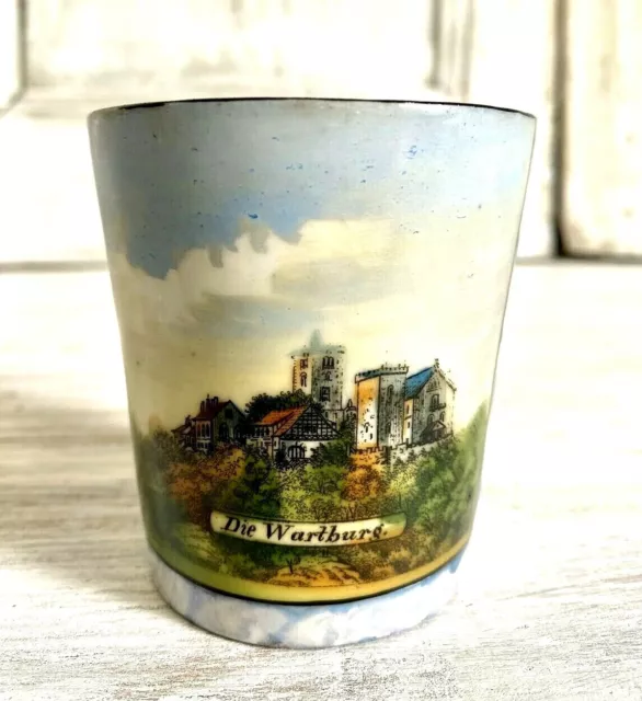 Antik Porzellan Becher Wartburg Andenken handbemalt um 1900 Souvenir