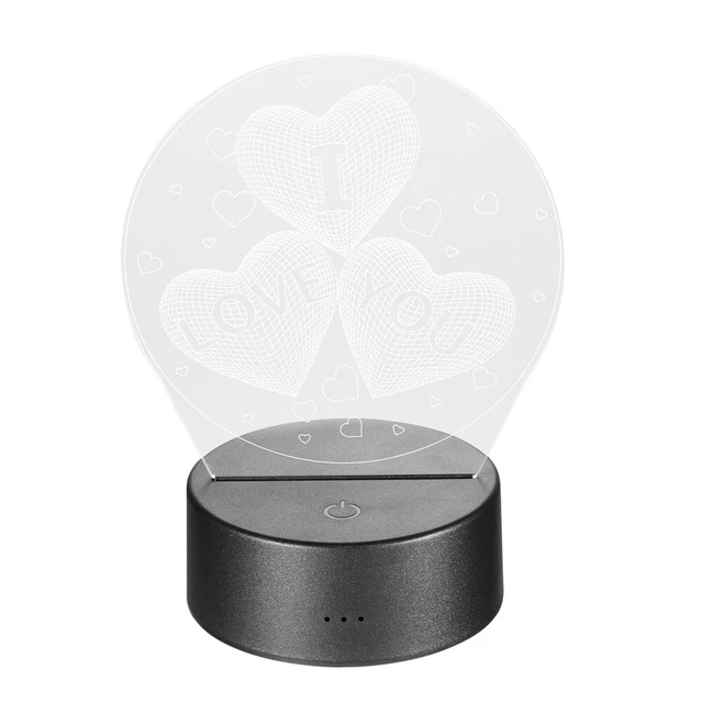 LEDMOMO 3D Triple Heart Shapes Lamp Multicolor LED Lights Touch USB Night Light