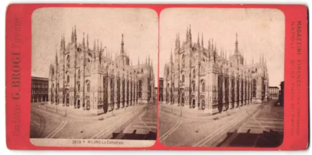 Stereo-Fotografie G. Brogi, Firenze, Ansicht Mailand / Milano, Il Duomo, La Cat