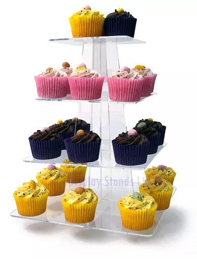 4 Tier Acrylic Square Cake Stand  - Muffins, Cupcakes, Wedding (DSCS4SQ)
