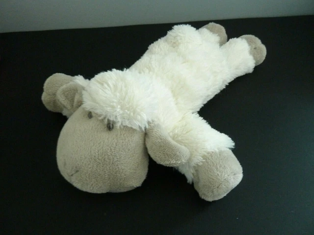 H1- DOUDOU PELUCHE MOUTON MATHILDE M. BLANC GRIS 30cms ALLONGE - ETAT NEUF *