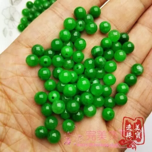 NATURAL GREEN JADE Round Beads Fashion Jewelry Accessories Handcraft ...