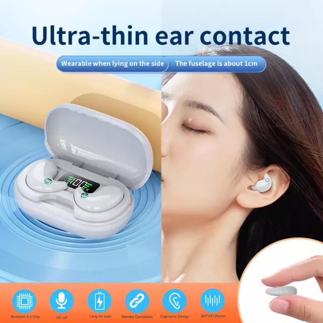 Mini TWS Wireless Earbuds Bluetooth Invisible Sleep Headsets Waterproof Earphone 2