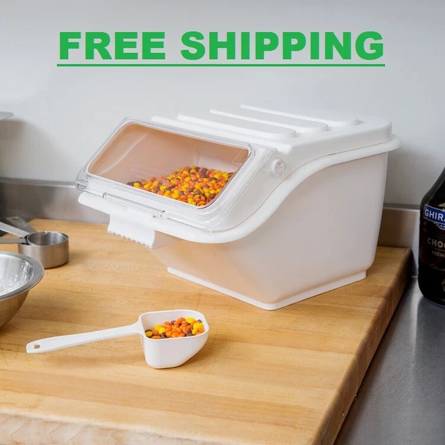 3 PACK 2.6 Gallon Shelf Dry Ingredient Pasta Sugar Flour Bin Scoop Commercial