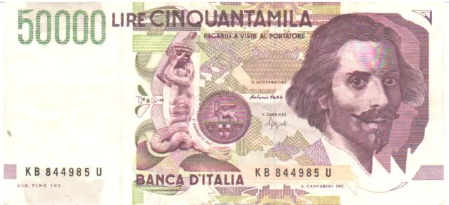 billet de 50 000 lires Italie, cinquantamila lire Italia, 1992