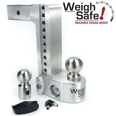 Weigh Safe WS10-2.5 Hitch 10" Drop Tongue Weight Built-in Scale Towing 2.5 Shank