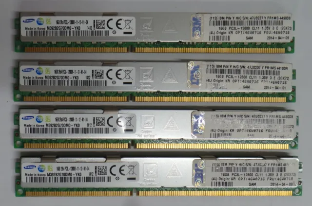 IBM 46W0716 64GB KIT (4 X 16GB)  PC3L-12800R Server Memory 1600MHz DDR3 ECC REG