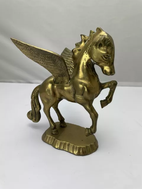 Vintage Solid Brass Pegasus Flying Horse Greek Mythology Statue Figure 6” Tall