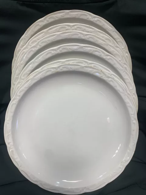 Lot De 6 Assiettes Plates Faïence Fine Blanche Sarreguemines 24 Cm (1789)