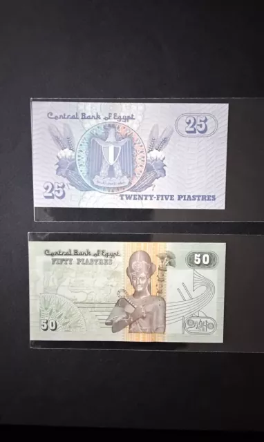 Lot De 2 Billets De 25 Et 50 Livres Égyptienne NEUFS Jamais Circulé