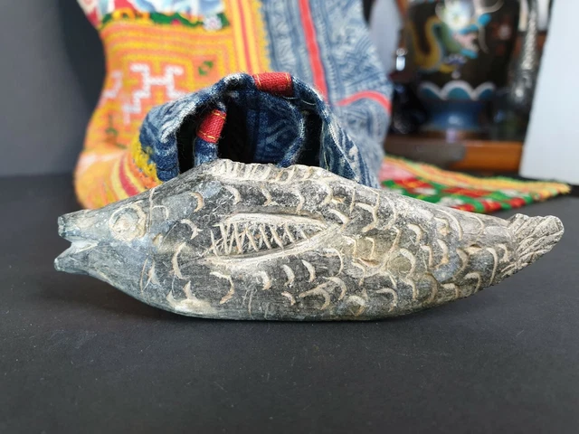 Old Asian Carved Stone Fish …beautiful collection piece