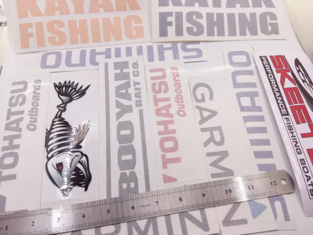 BOAT FISHING STICKERS 12 Pack Fish Brand Stickers New Cars Windows