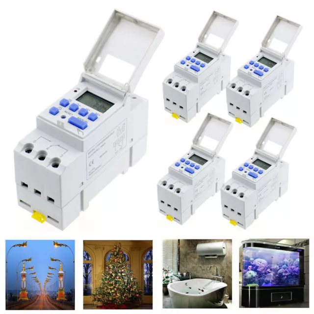 Digital LCD Power Programmable DIN Rail Timer Time Switch Relay AC 220V -240V 2