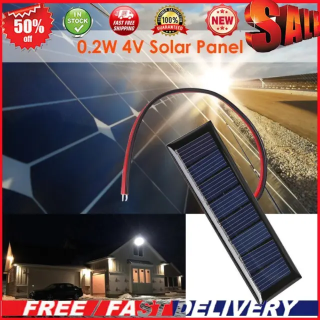 4V 0.2W Epoxy Solar Panel 8 Solar Cells 2 Wires 75x25mm for DIY Solar Projects