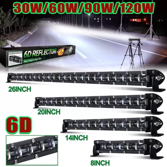 8/14/20/26/32/38/44/50'' Slim Single Row Led Light Bar Night Light Combo Offroad