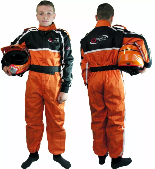 GO - Kart One Piece RACE SUIT Overalls Karting Quilted Polycotton - ORANGE