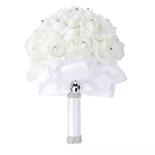 Splendido bouquet da sposa rose bianche legato a mano per matrimoni