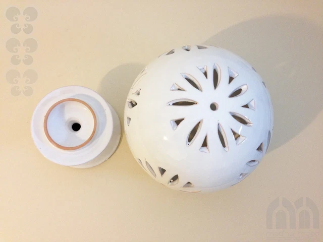 Windlicht Kugel Ø 25 cm mit Sockel, Keramik handbemalt, Laterne, Handarbeit 3