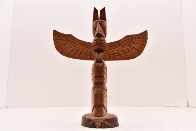 Carved Wood Tlingit Haida totem pole pacific vtg Thunderbird Figure ART NW Coast