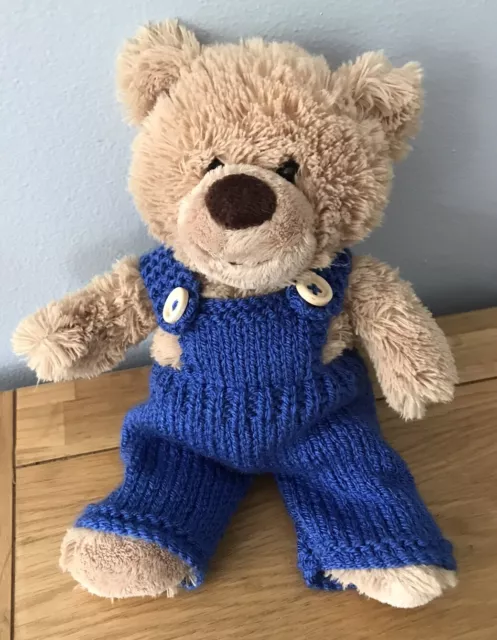 NEW FIT 10 Tall TEDDY BEAR CLOTHES LAPIS BLUE DUNGAREES TROUSERS HAND KNITTED 5.99 PicClick UK