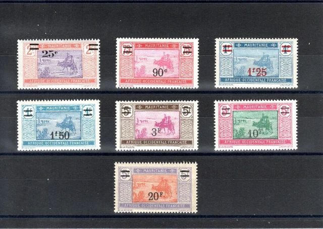 Timbre Mauritanie France Colonie 1924 N°50/56 Neuf* Mh
