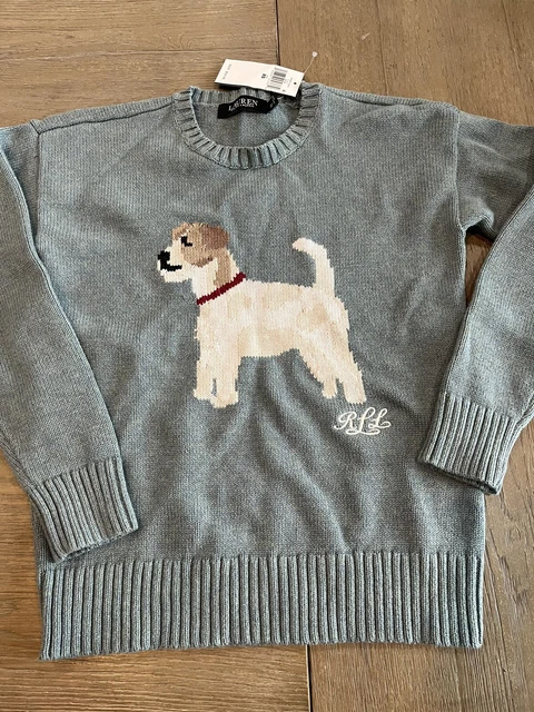 Polo Ralph Lauren Womens Dog Sweater Intarsia Green XS Polo Ralph Lauren Womens Dog Sweater Intarsia Green XS