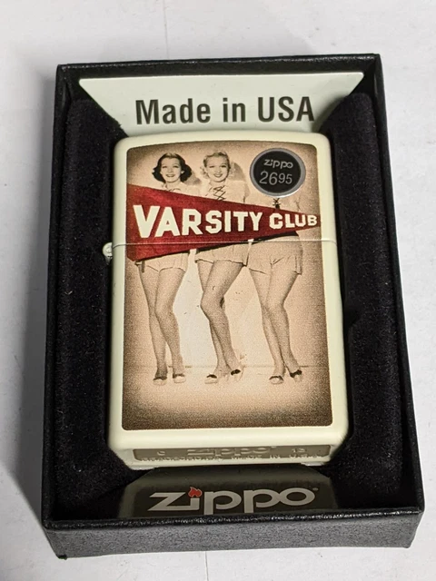 Zippo 2013 Varsity Club Pin Up Girls Cream Matte Lighter Sealed R1023
