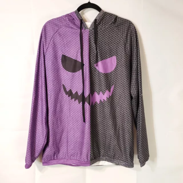 Halloween Pumpkin Jack O Lantern Purple &  Black Hoodie Men's XL? No Tags