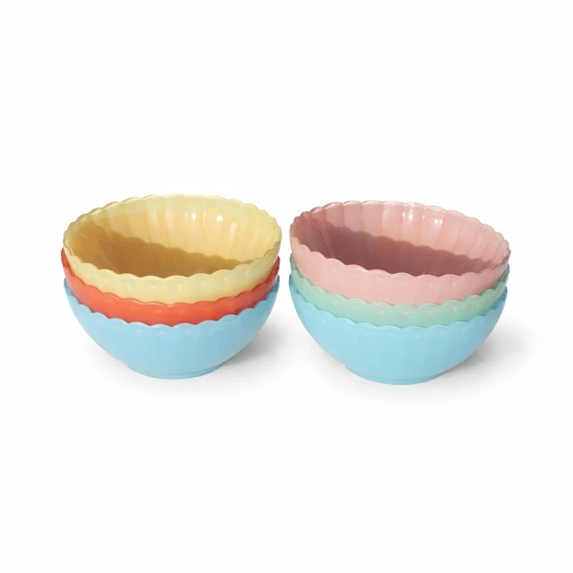 4 Coupelles En Verre Coloré Pastel Huile Dulcine – Années 50, Vintage, Set Complet