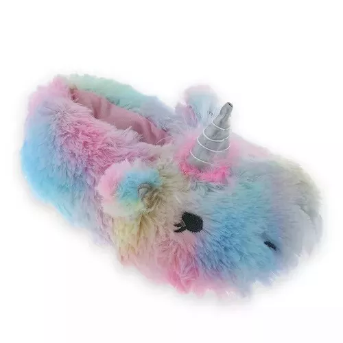 Elli by Capelli Girl's Faux Fur Unicorn Slippers Girl Size Small 10-11 NEW