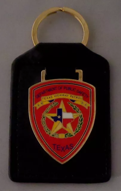 Texas Highway Patrol patch Key Ring Leather Fob TX TXHP state police