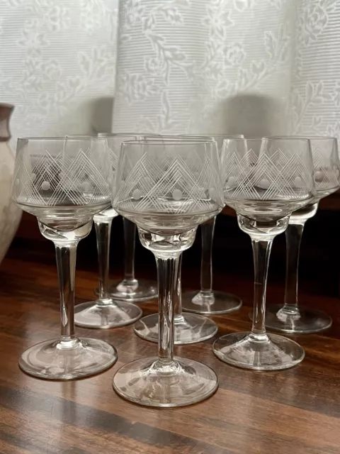 8 Stück Jugendstil Gläser Likörgläser Kleine Weinglaser Weinglas um 1900
