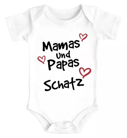 Baby Body mit Spruch Mamas und Papas Schatz mit Herzen Bio-Baumwolle Jungen &