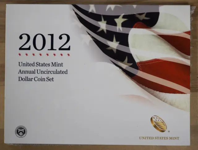 RARE 2012 US Mint Annual Uncirculated Dollar Coin Set w/Burnished Silver Eagle!