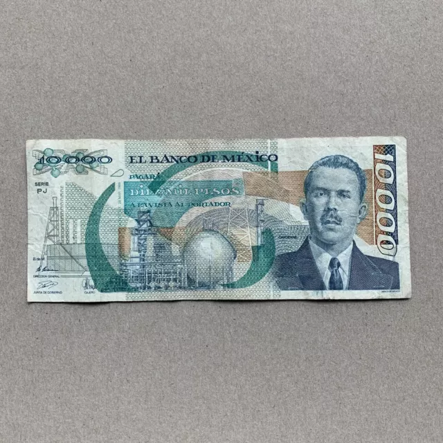 Used Mexico 10000 Pesos Banknote 1989 Mexican Currency old Paper Money History